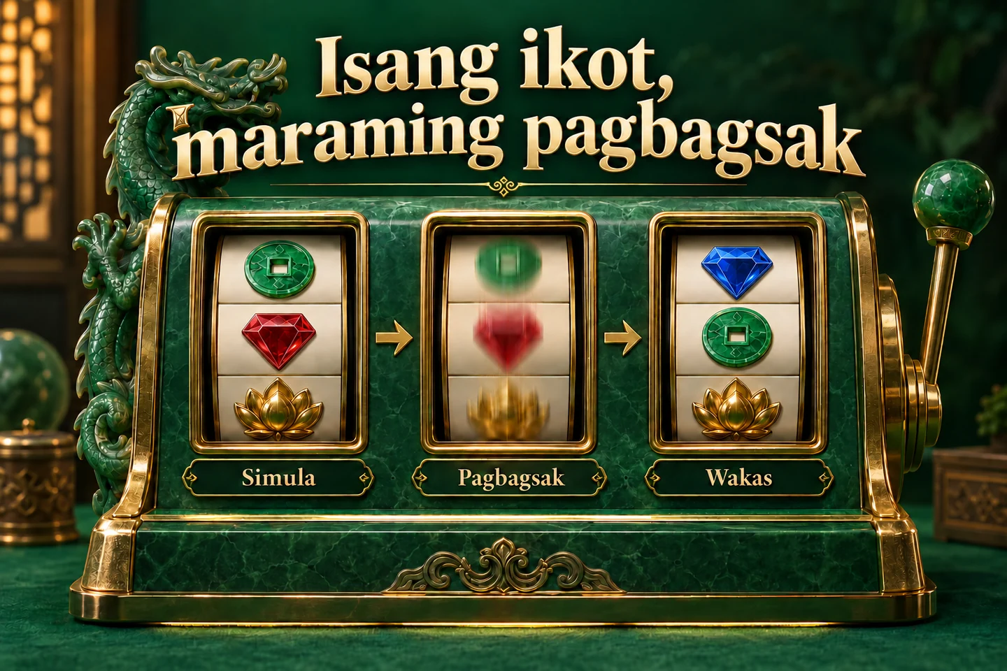 Tatlong bahagi ng konseptuwal na slot cabinet: simula, pagbagsak at wakas.